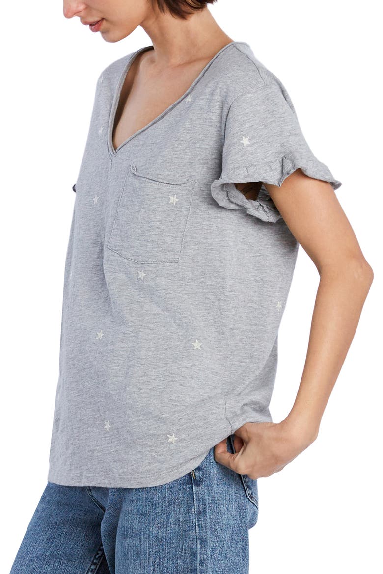 Embroidered Stars T-Shirt, Alternate, color, HEATHER GREY