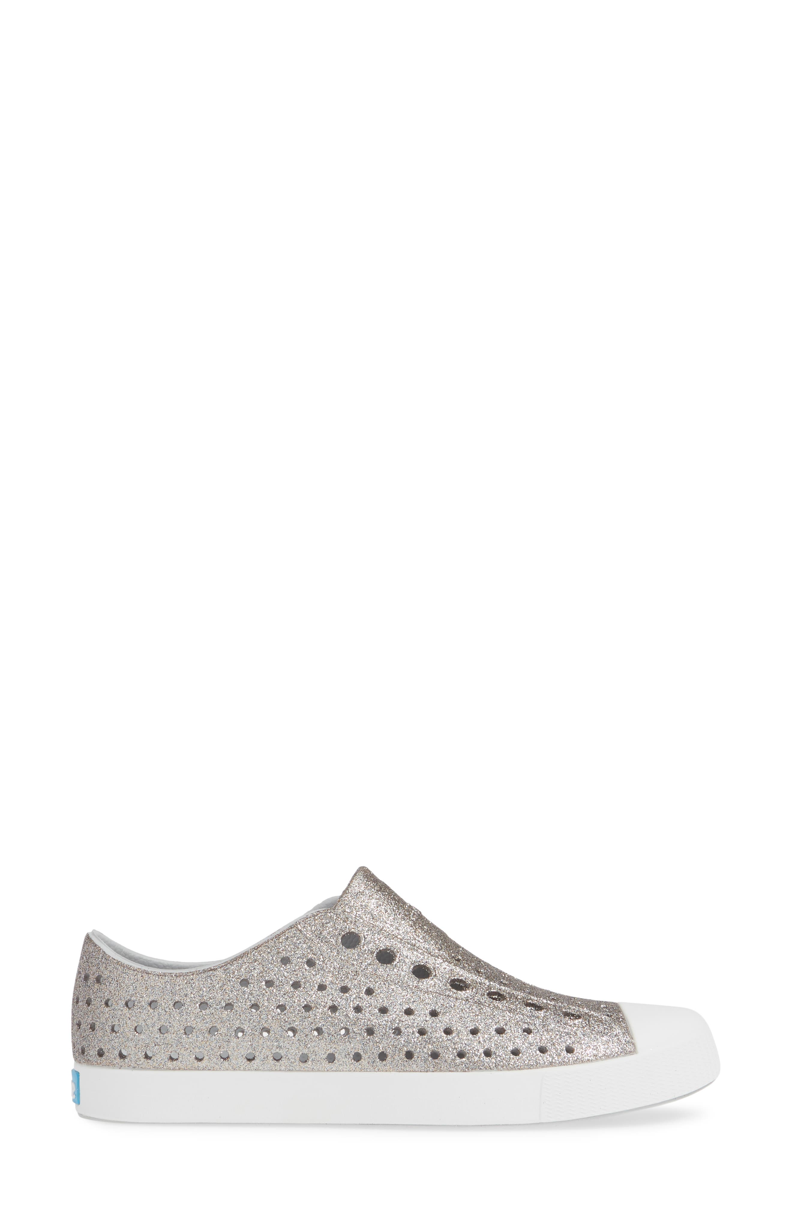 Native Shoes Jefferson Glitter Water Friendly Sneaker, Alternate, color, Mtlblng/Shlwht