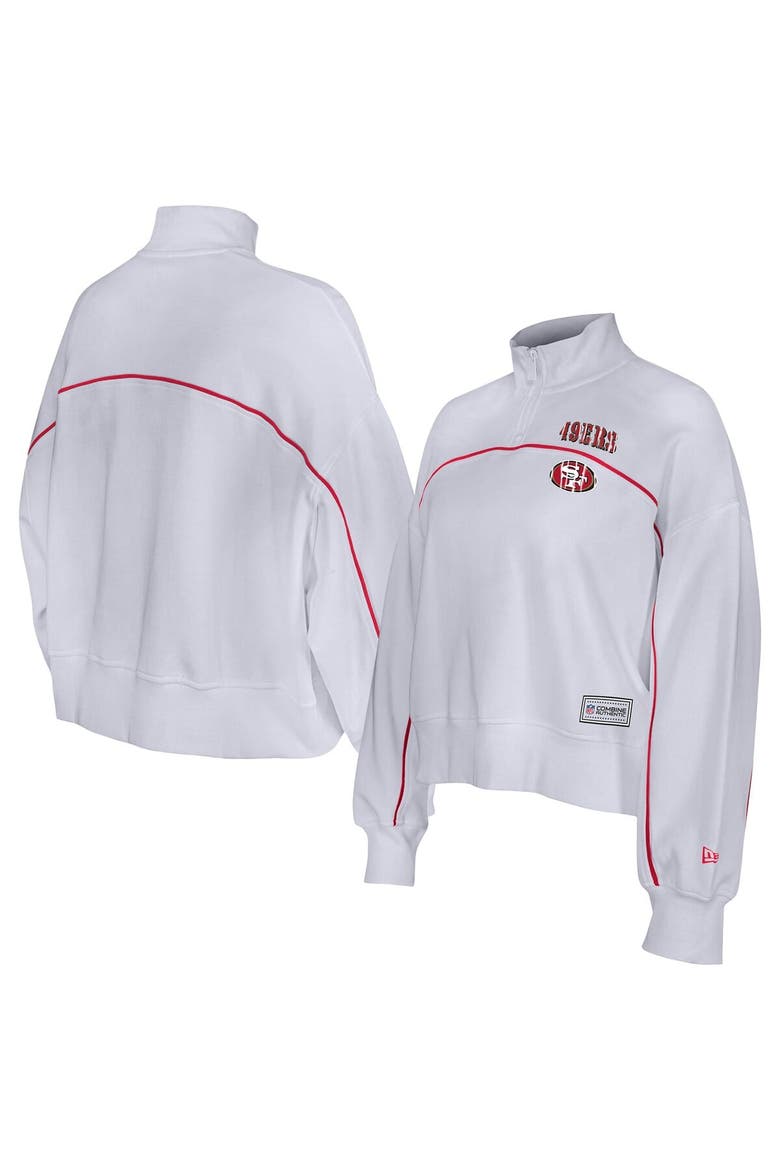 Women's New Era White San Francisco 49ers Functional Fandom Quarter-Zip Sweatshirt, Main, color, White