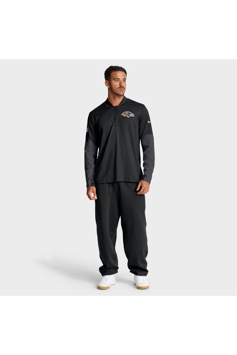 Men's Nike Black Baltimore Ravens Sideline Dri-FIT Half-Zip Pullover, Alternate, color, Black