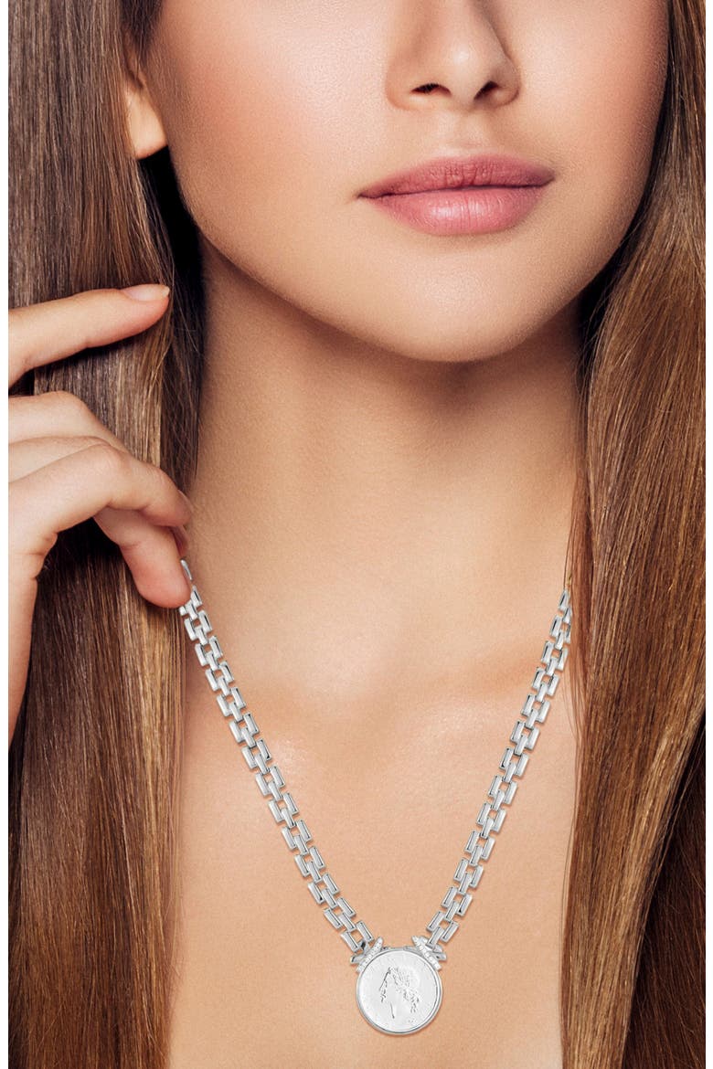 Coin Statement Necklace, Alternate, color, SILVER