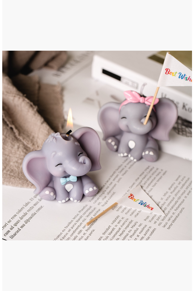 Baby Elephant Candle, Alternate, color, Boy and Girl set