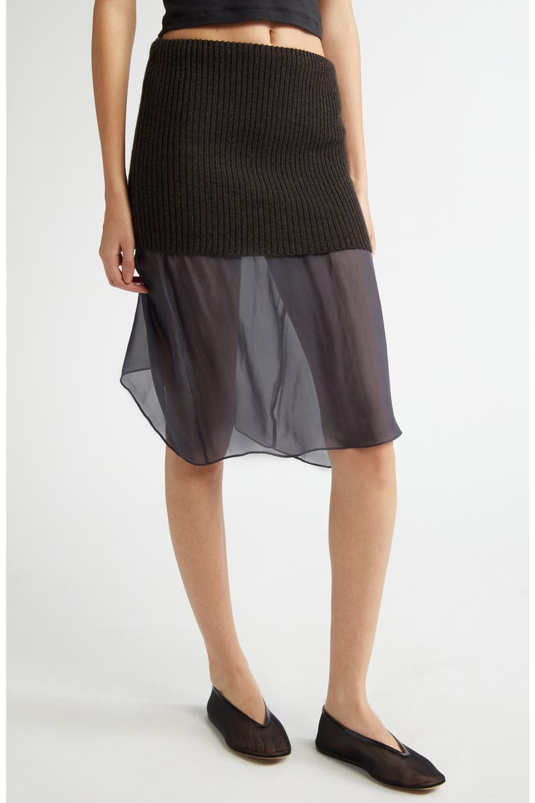 Holly Mixed Media Skirt, Alternate, color, BROWN