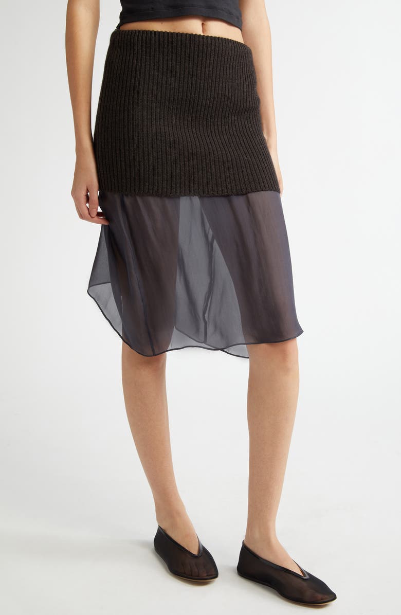 Paloma Wool Holly Mixed Media Skirt, Alternate, color, Brown