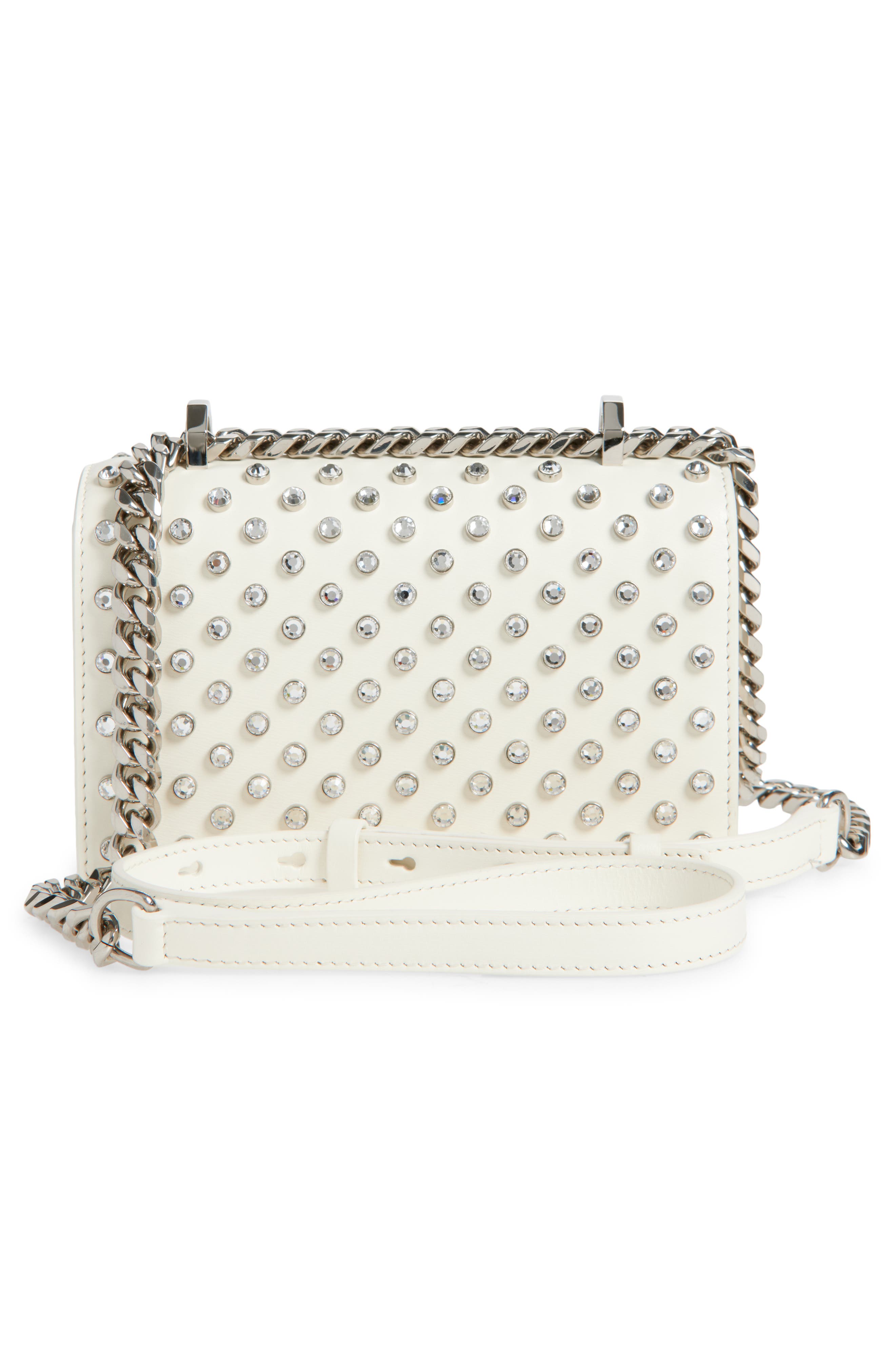 McQueen Mini Jeweled Studded Leather Shoulder Bag, Alternate, color, 