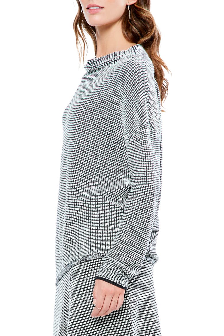 Pixel Cowl Neck Cotton Blend Sweater, Alternate, color, BLACK MULTI