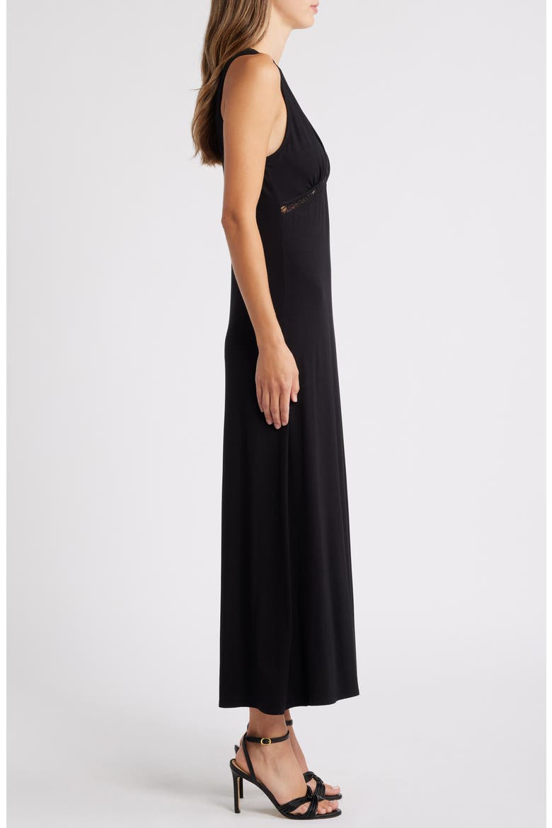 Lace Inset Empire Waist Dress, Alternate, color, BLACK
