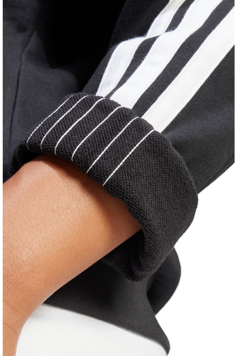 3-Stripes French Terry Crop Sweater, Alternate, color, BLACK/ WHITE