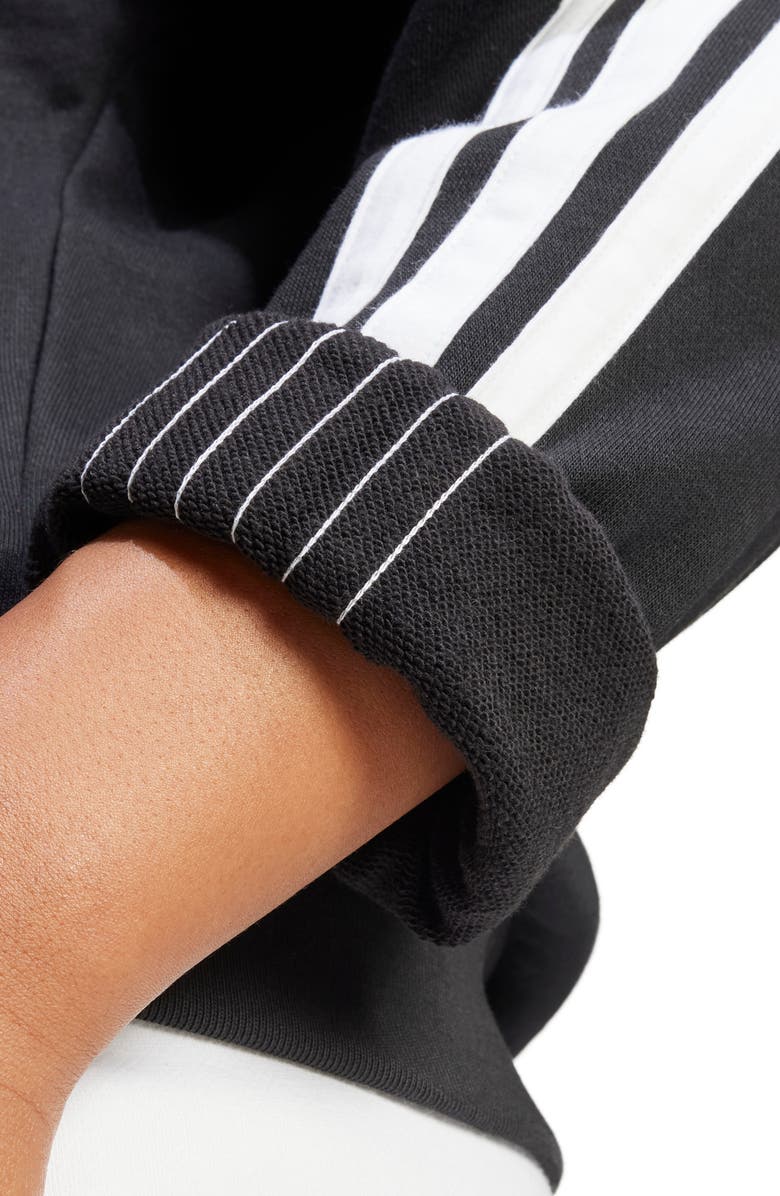 adidas 3-Stripes French Terry Crop Sweater, Alternate, color, Black/ White