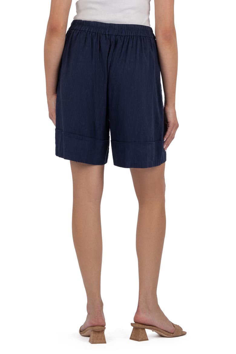 Nicole Pull-On Linen Blend Shorts, Alternate, color, INK BLUE