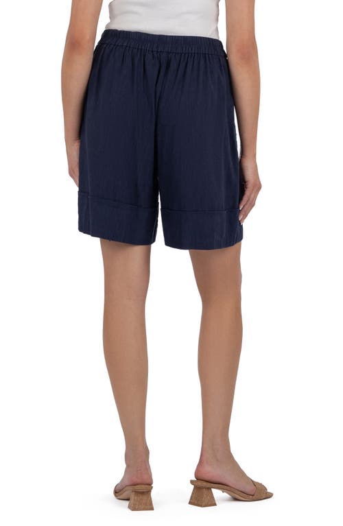 Kut From The Kloth Nicole Pull-on Linen Blend Shorts In Blue