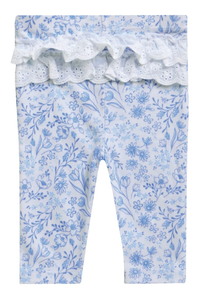 Cotton Floral Bodysuit, Leggings & Headband Set, Alternate, color, BLUE FLORAL