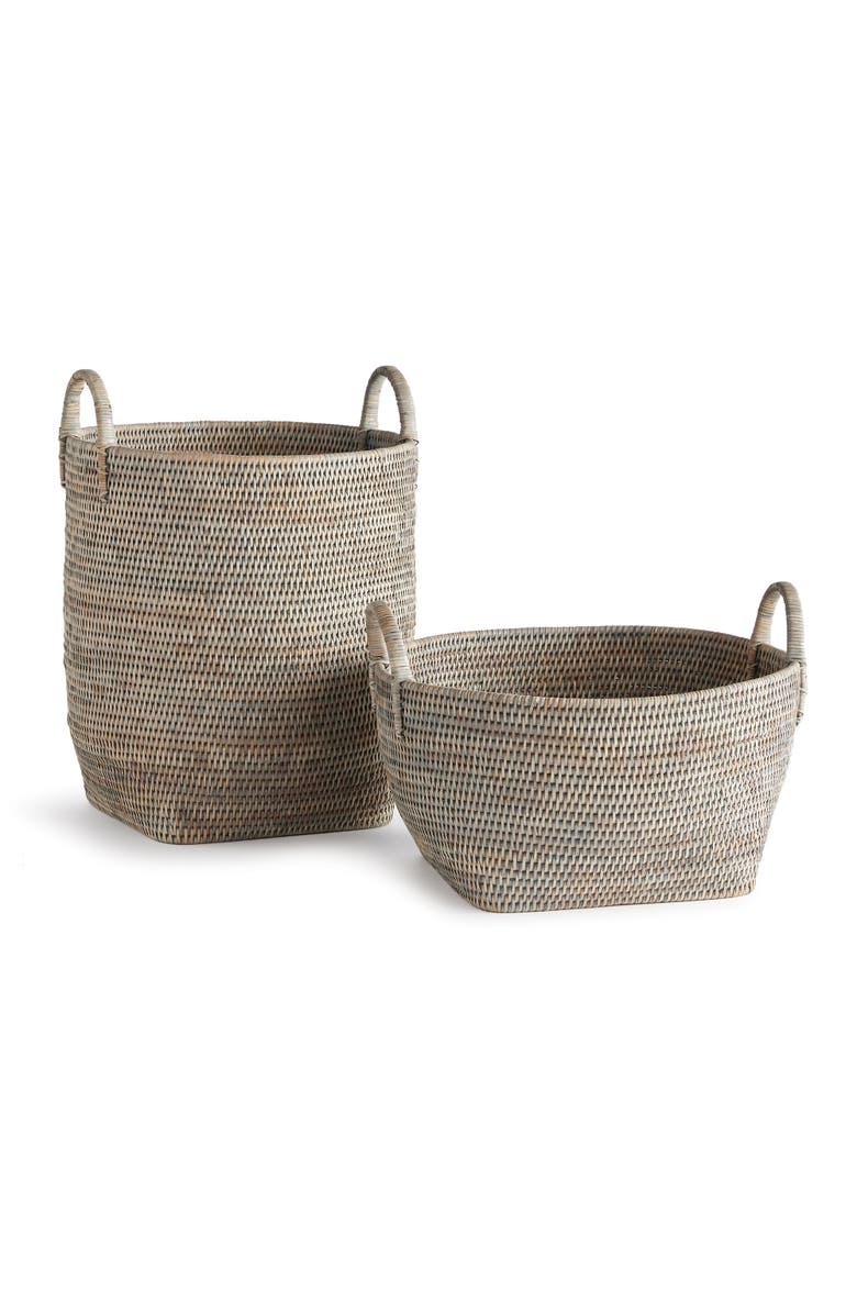 Napa Home & Garden Burma Rattan Orchard Decorative Baskets Set of 2, Main, color, Gray