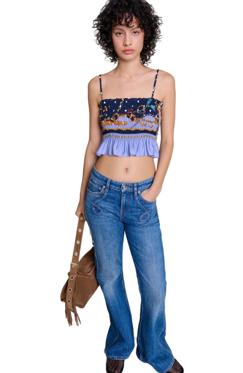 maje Embroidered flared jeans, Main, color, 