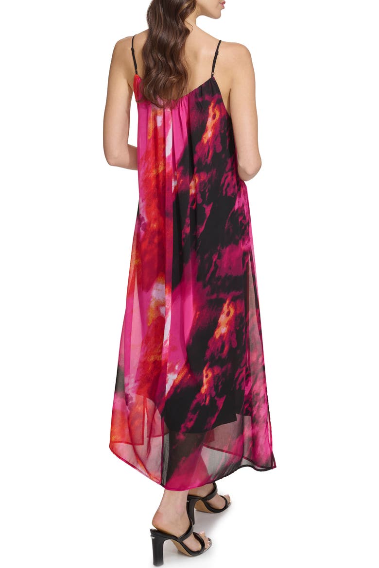 Abstract Print Chiffon Maxi Dress, Alternate, color, SHOCKING PINK MULTI