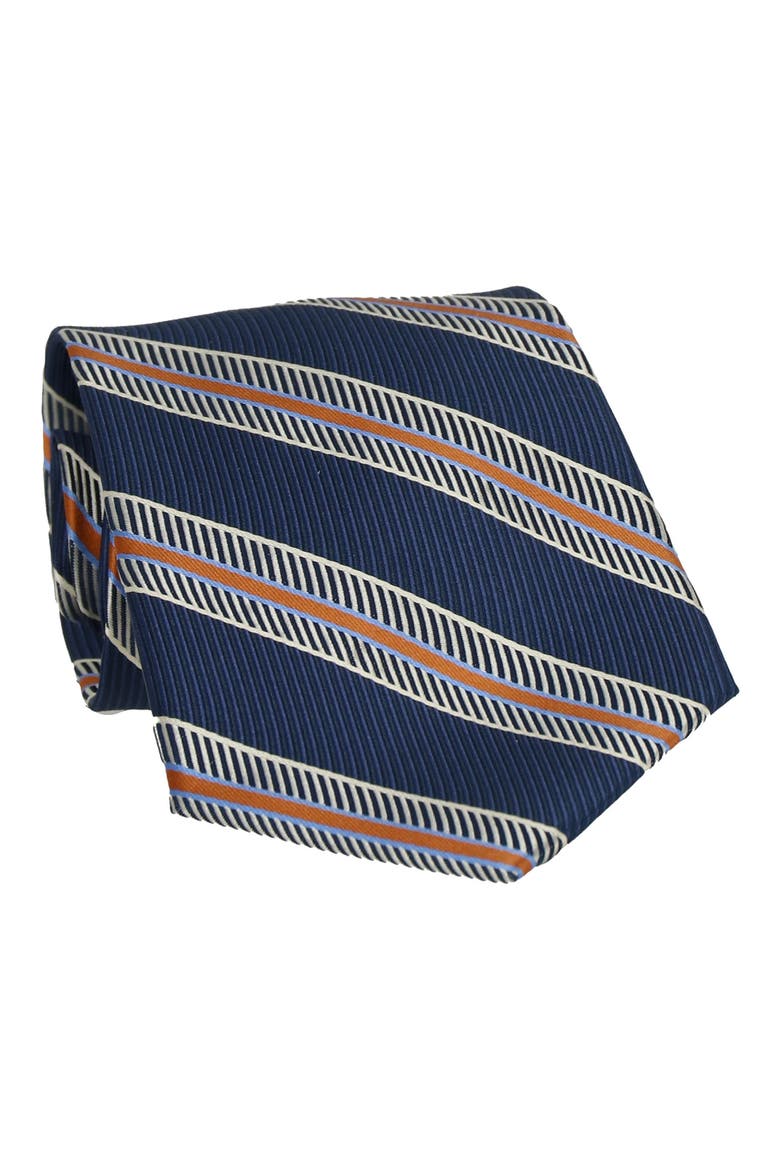 Wide Stripe Tie, Main, color, NAVY ORANGE