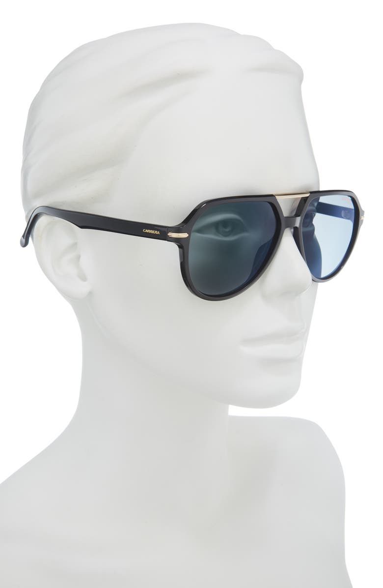 Carrera Eyewear 58mm Polarized Aviator Sunglasses, Alternate, color, Black