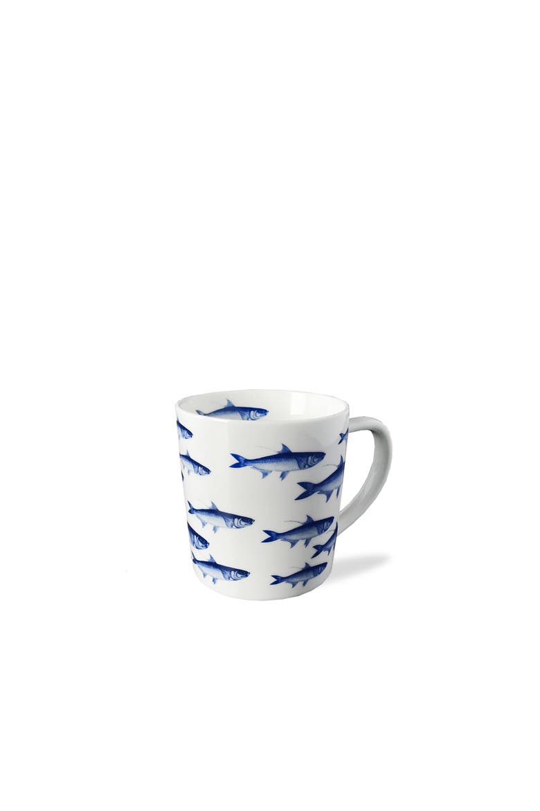 School of Fish Mug  - Porcelain - Set 4, Main, color, BLUE