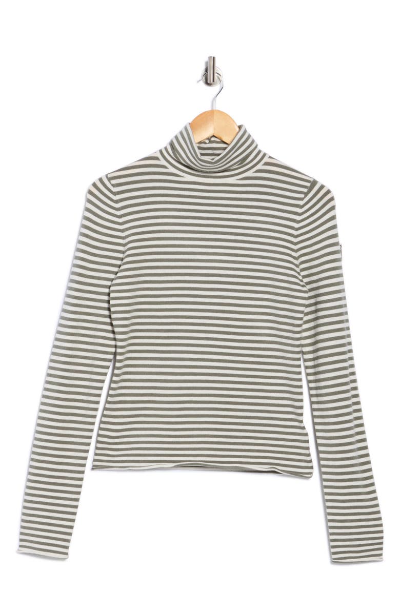 Splendid x Cella Jane Stripe Layering Turtleneck Sweater, Alternate, color, Snow White/ Olive Stripe