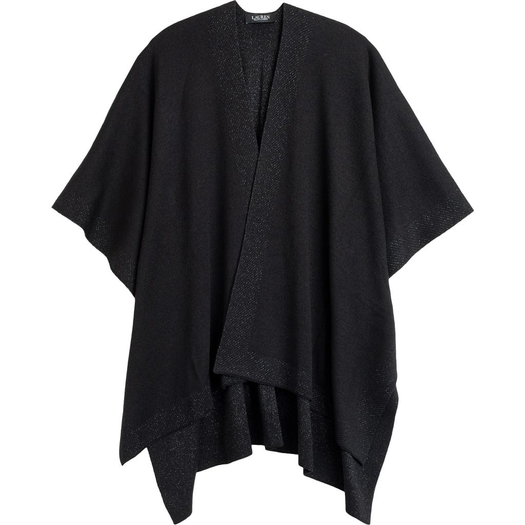 Lauren Ralplh Lauren Ruana With Shine Border In Black