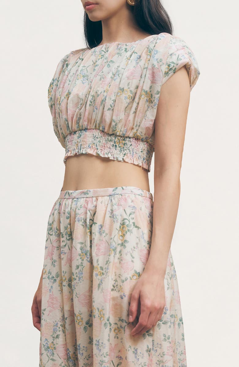 MAUDE CLUB Ara Floral Print Crop Top, Alternate, color, Vintage Floral Print