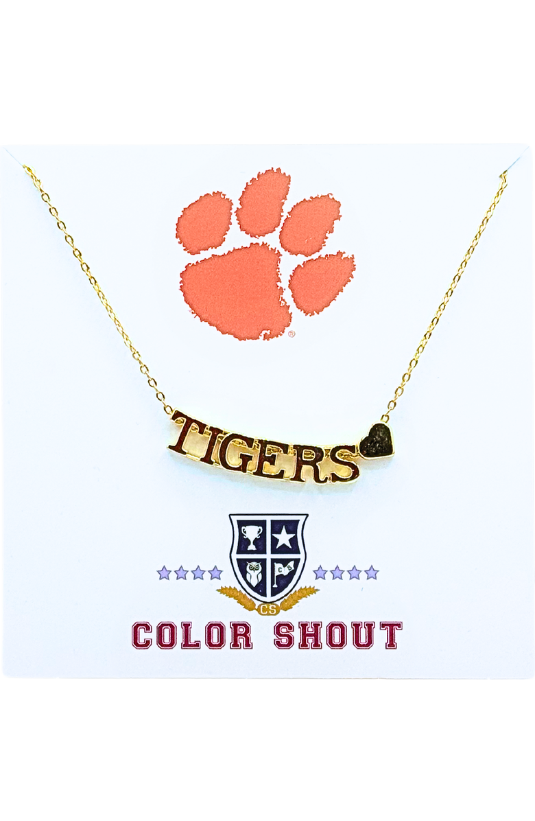 Color Shout Clemson University Gold Heart  Necklace, Main, color, Yellow Gold