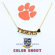 Color Shout Clemson University Gold Heart  Necklace