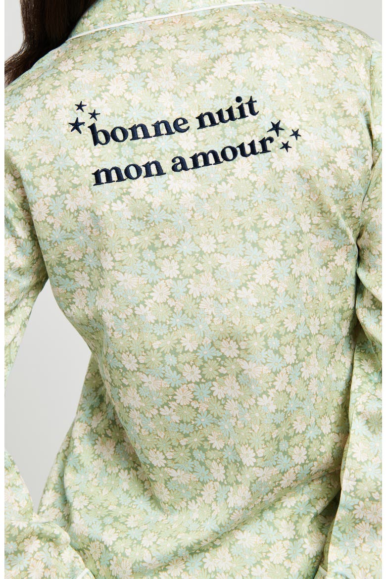 Peppermint Floral Cotton Sateen Pajamas, Alternate, color, GREEN