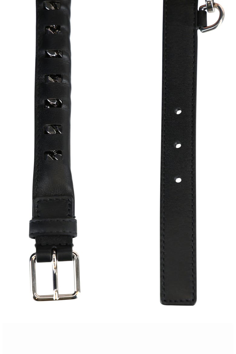 Drop Chain Leather Belt, Alternate, color, BLACK