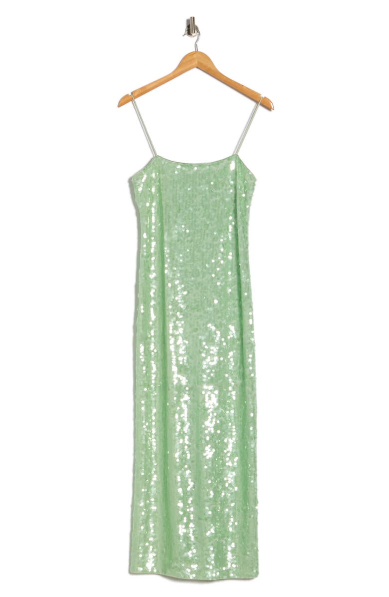 Alice + Olivia Fifi Sequin Midi Dress, Alternate, color, Green Tea