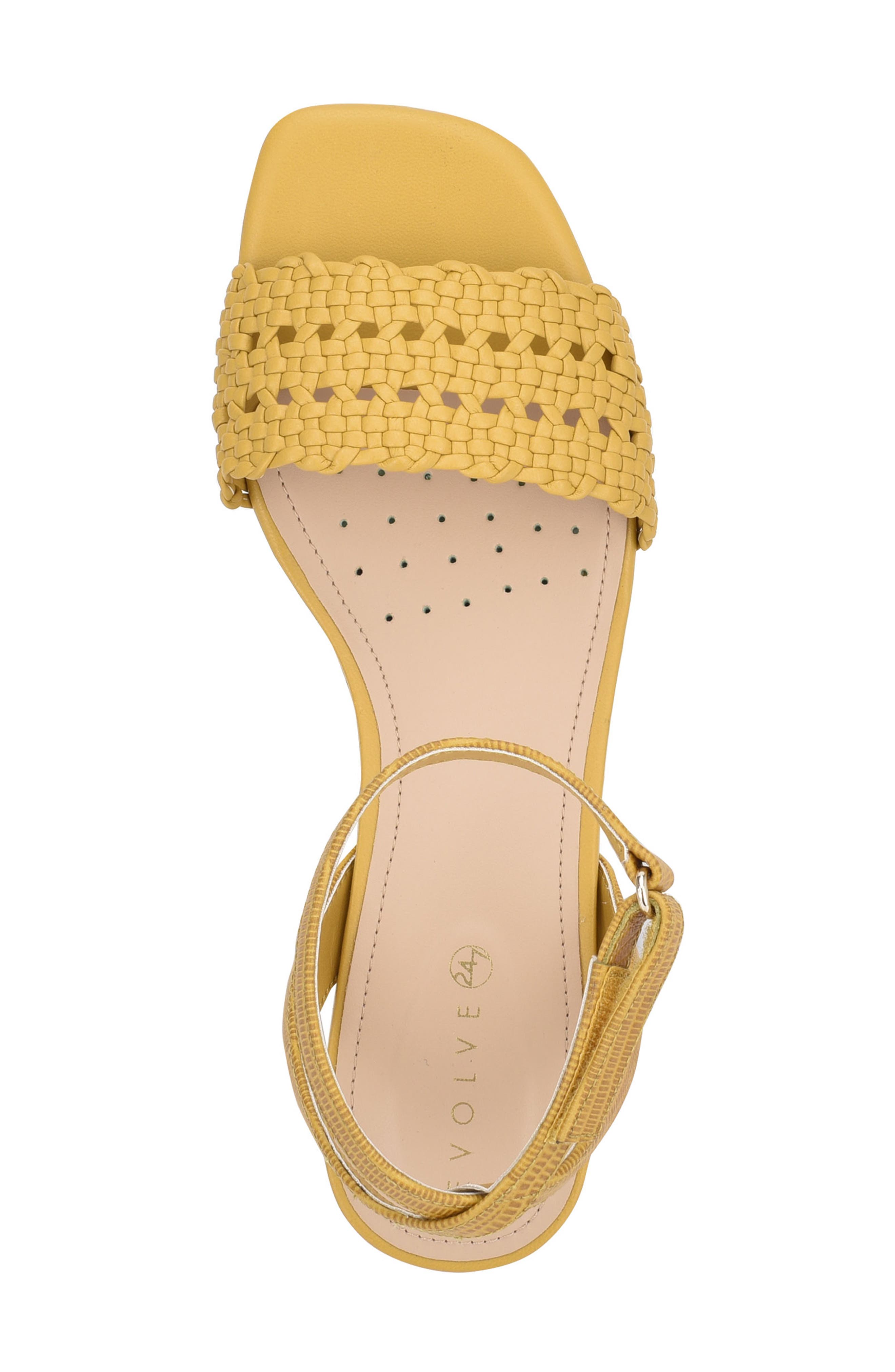 Ingrid Ankle Strap Sandal, Alternate, color, YELLOW LEATHER/ FABRIC