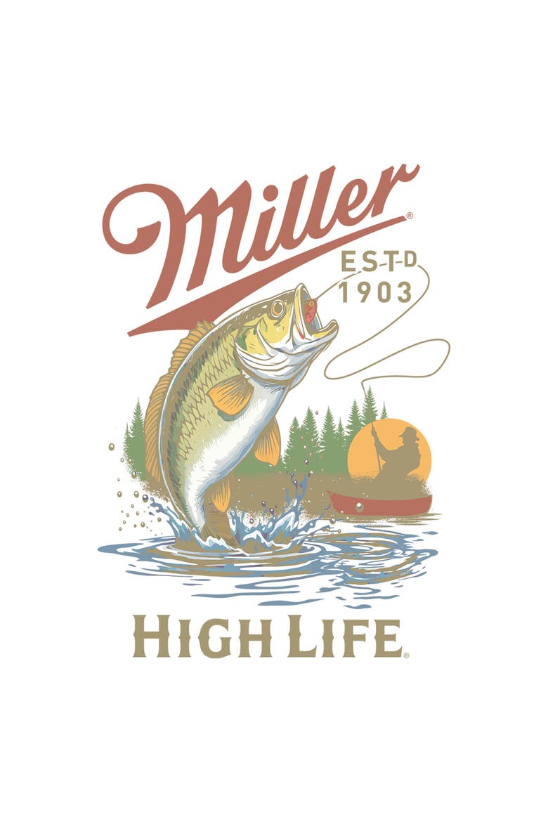 Men's Miller High Life Fishing Life 1903  Graphic T-Shirt, Alternate, color, White