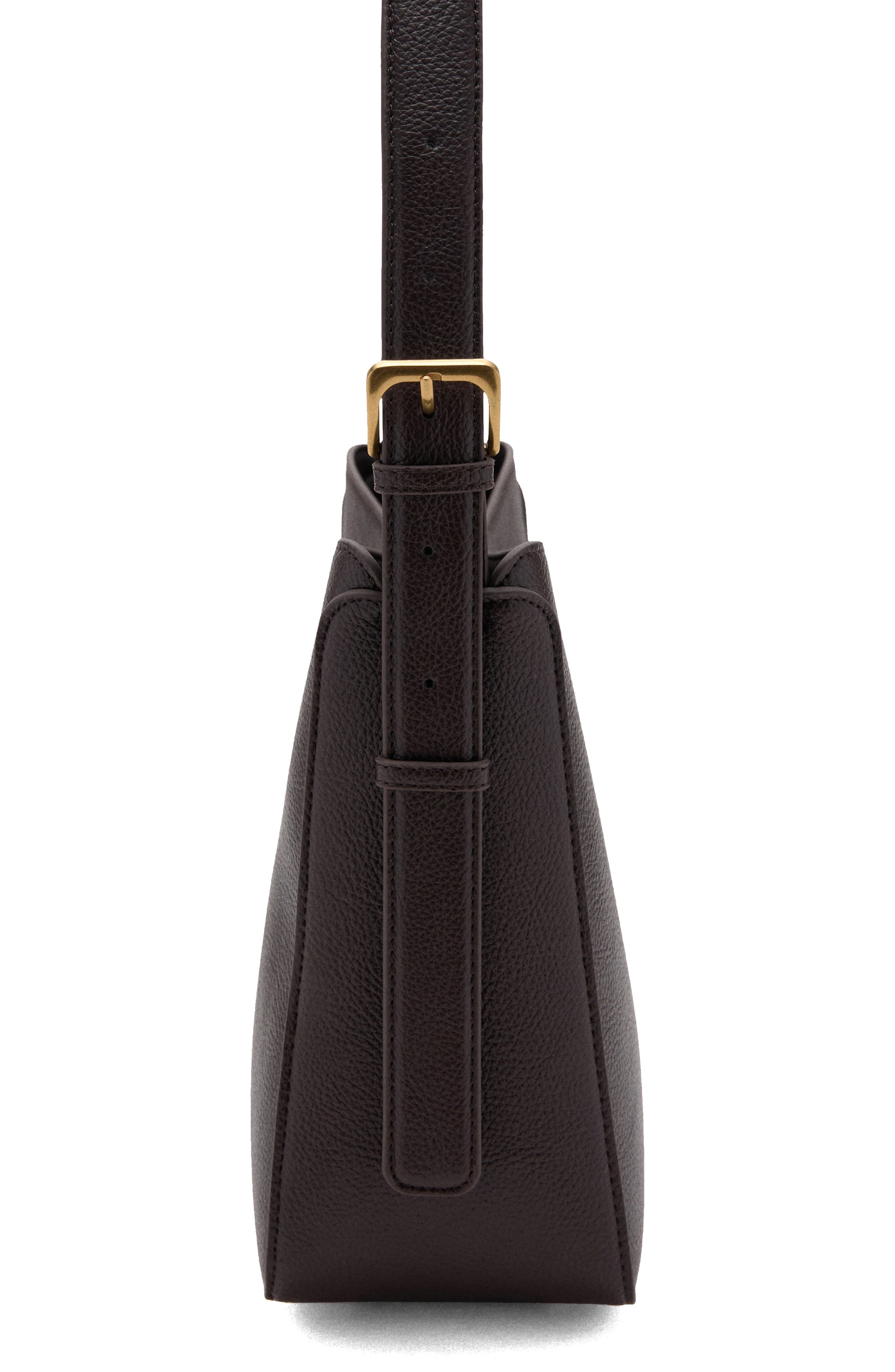MANGO Medium Faux Leather Bucket Bag, Alternate, color, Chocolate