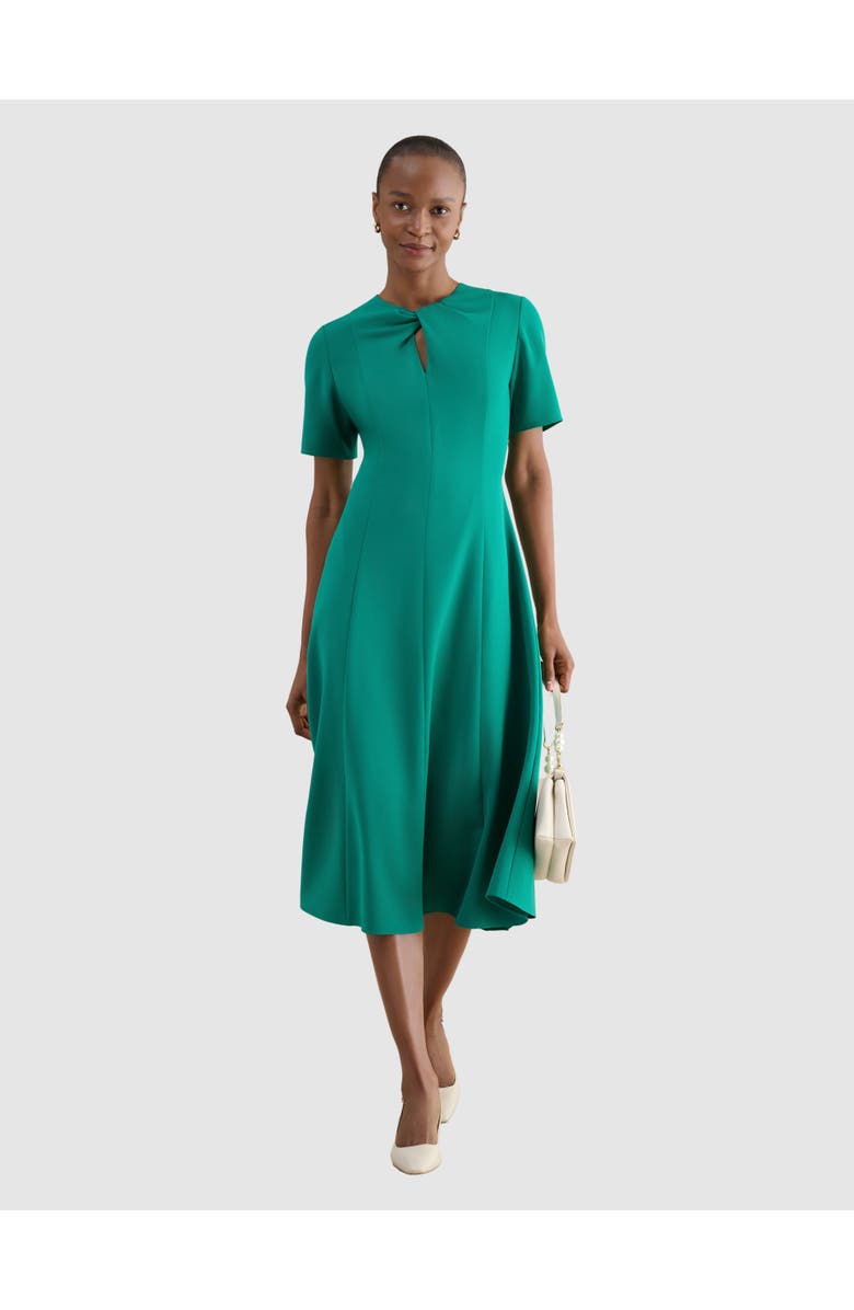 HOBBS LONDON Ariela Twist Detail Midi Dress, Main, color, Meadowgreen