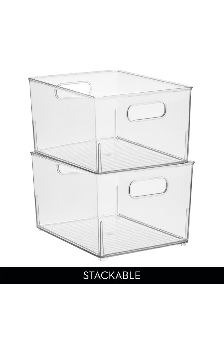 iDesign Small Stackable Plastic Bathroom Storage Bin with Handles - Set of 4 - Clear, Alternate, color, Clear