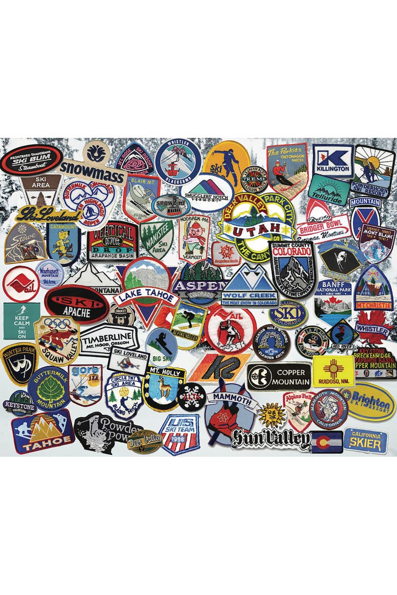Ski Patches by Steve Smith, 24 x 30 Inches, 1000 Piece Puzzle, Alternate, color, Multicolored