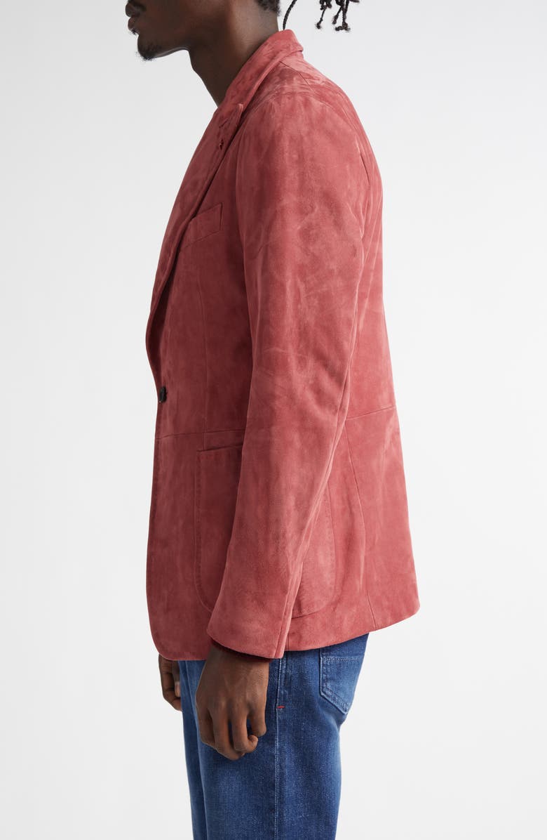 ISAIA Peaked Lapel Suede Blazer, Alternate, color, Pastel Pink
