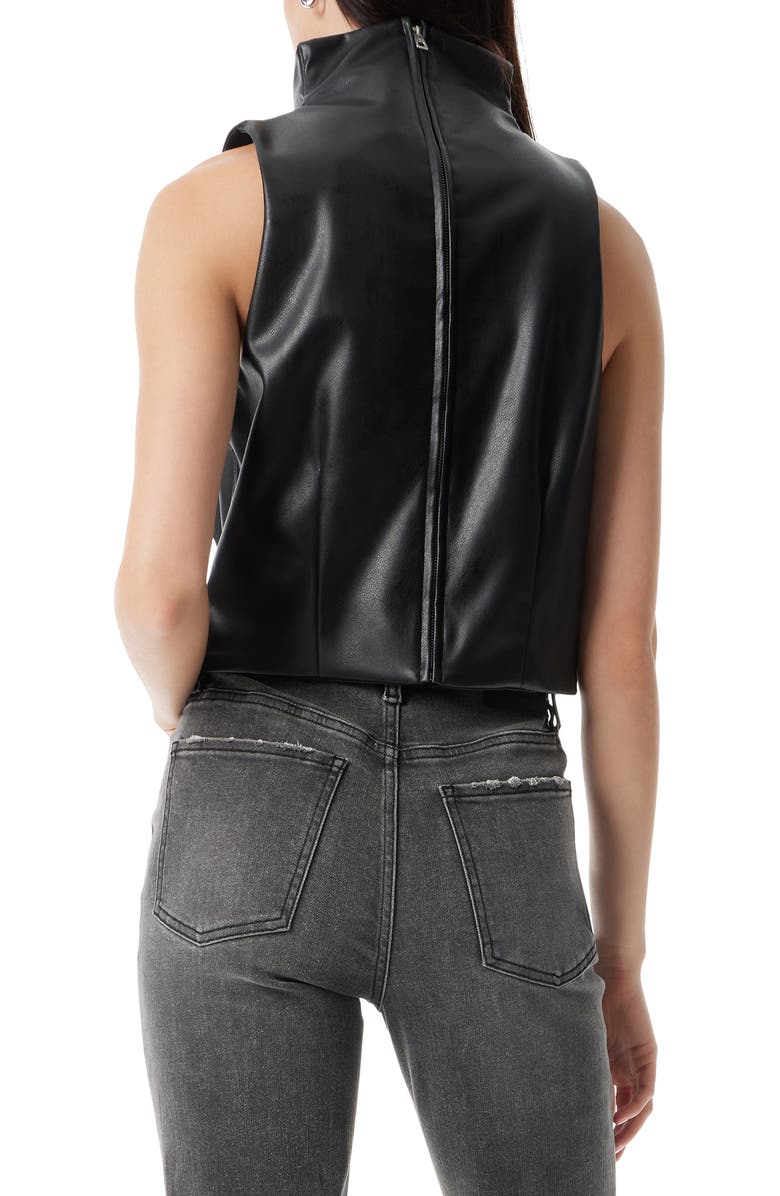 Robert Rodriguez Laine Mock Neck Faux Leather Top, Alternate, color, Black