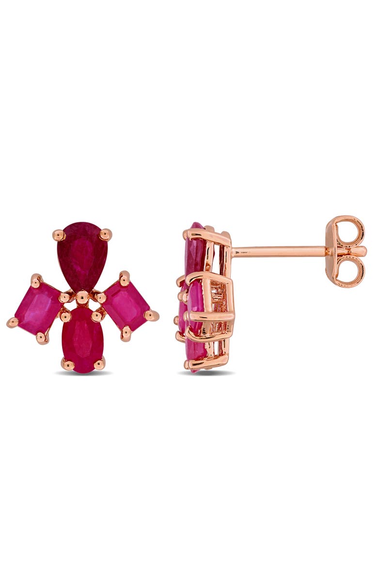 Julianna B. Ruby Floral Cluster Stud Earrings Rose-Plated, Main, color,