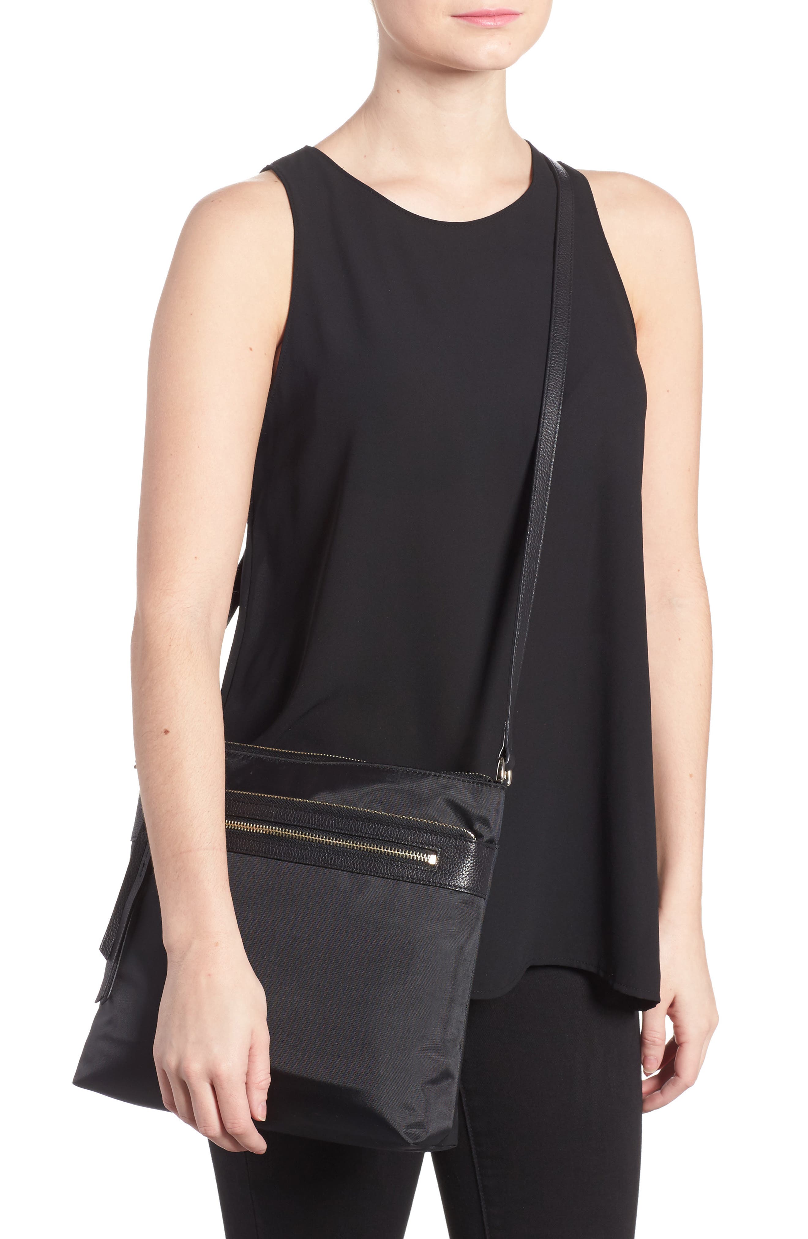 Kaison Nylon Crossbody Bag, Alternate, color, BLACK