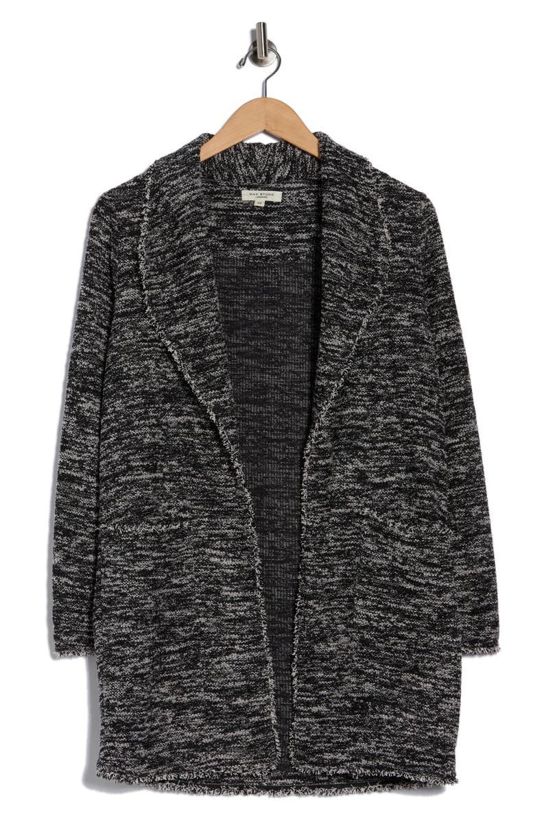 MAX STUDIO Tweed Longline Jacket, Alternate, color, Black/ Ivory