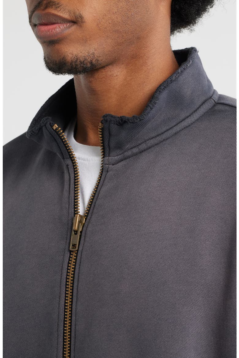 Oversize Raw Edge Quarter Zip Pullover, Alternate, color, BLACK