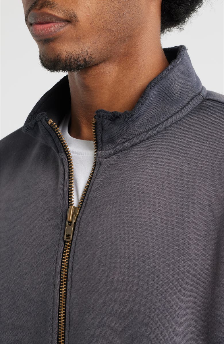 Elwood Oversize Raw Edge Quarter Zip Pullover, Alternate, color, Black