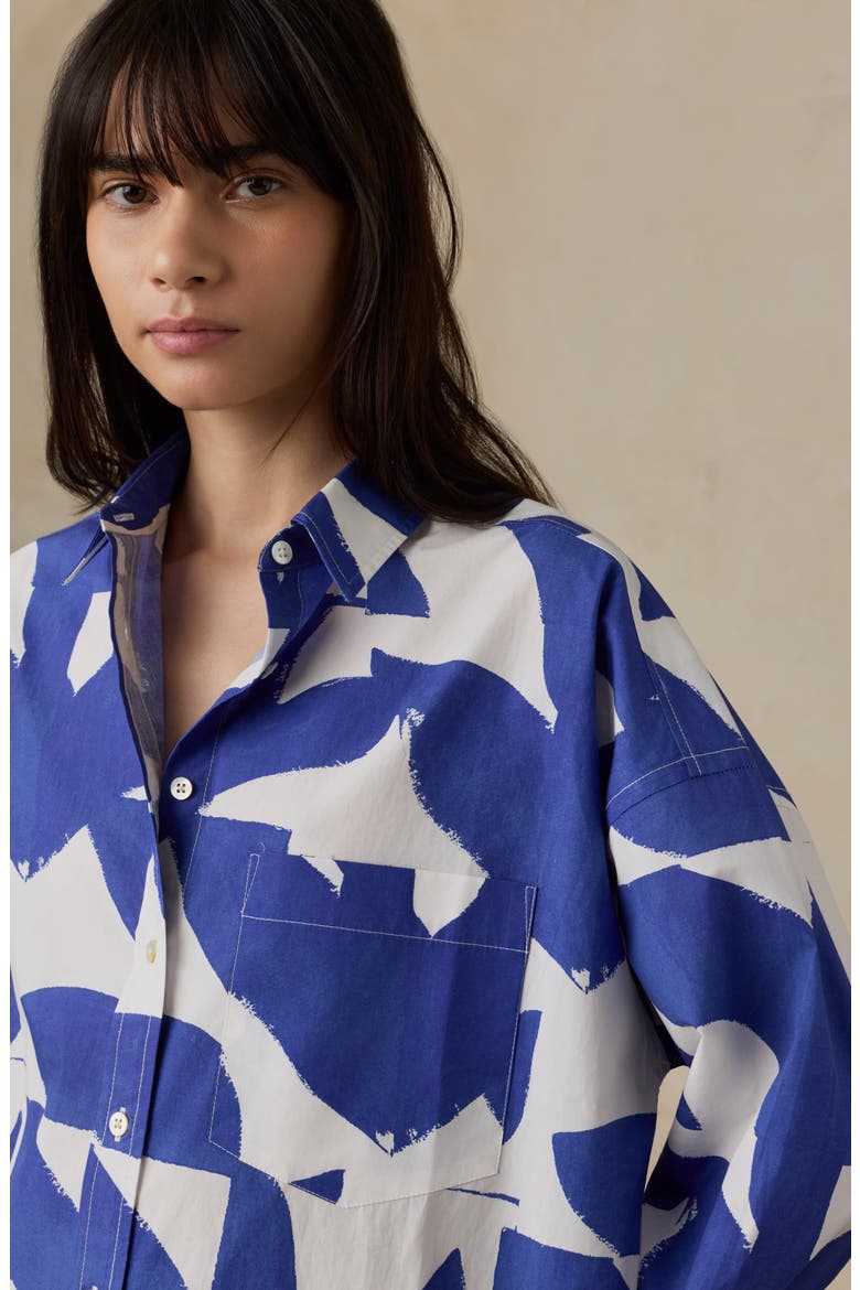 Kova Long Sleeve Cotton Poplin Shirtdress, Alternate, color, SUMMER LEAF