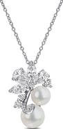 DELMAR Pearl & White Sapphire Pendant Necklace