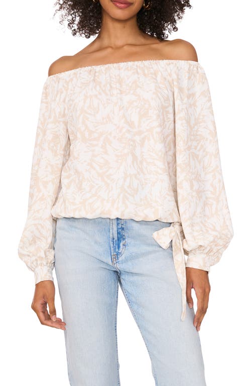 VINCE CAMUTO VINCE CAMUTO FLORAL OFF THE SHOULDER LONG SLEEVE TOP