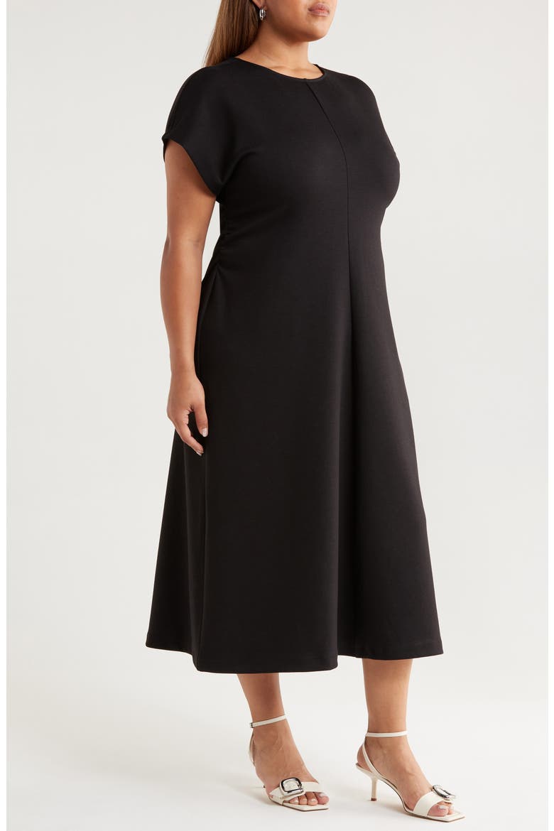 Crewneck Midi Dress, Alternate, color, BLACK