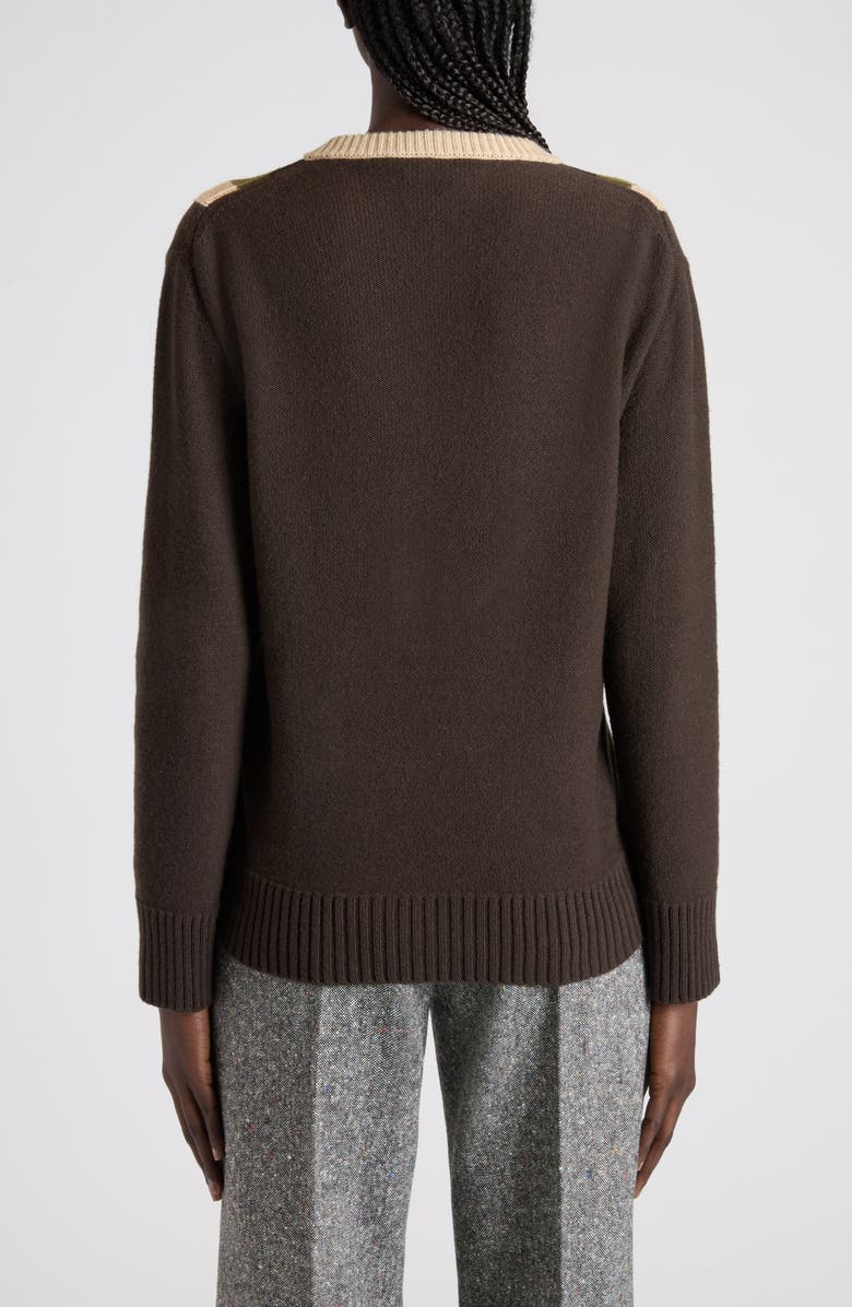 Valentino Maglia Virgin Wool V-Neck Sweater, Alternate, color, Brown/ Beige