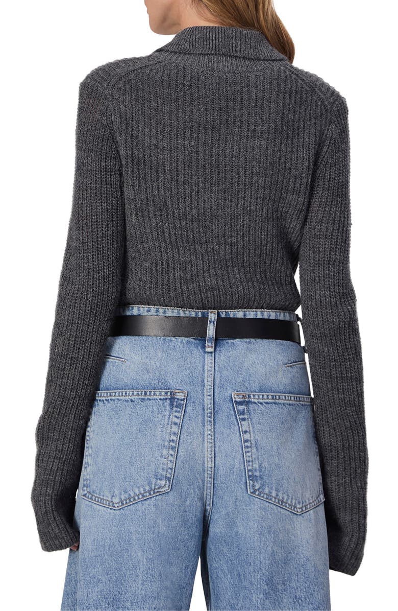 rag & bone Madix Wool & Alpaca Blend Sweater Polo, Alternate, color, Charcoal