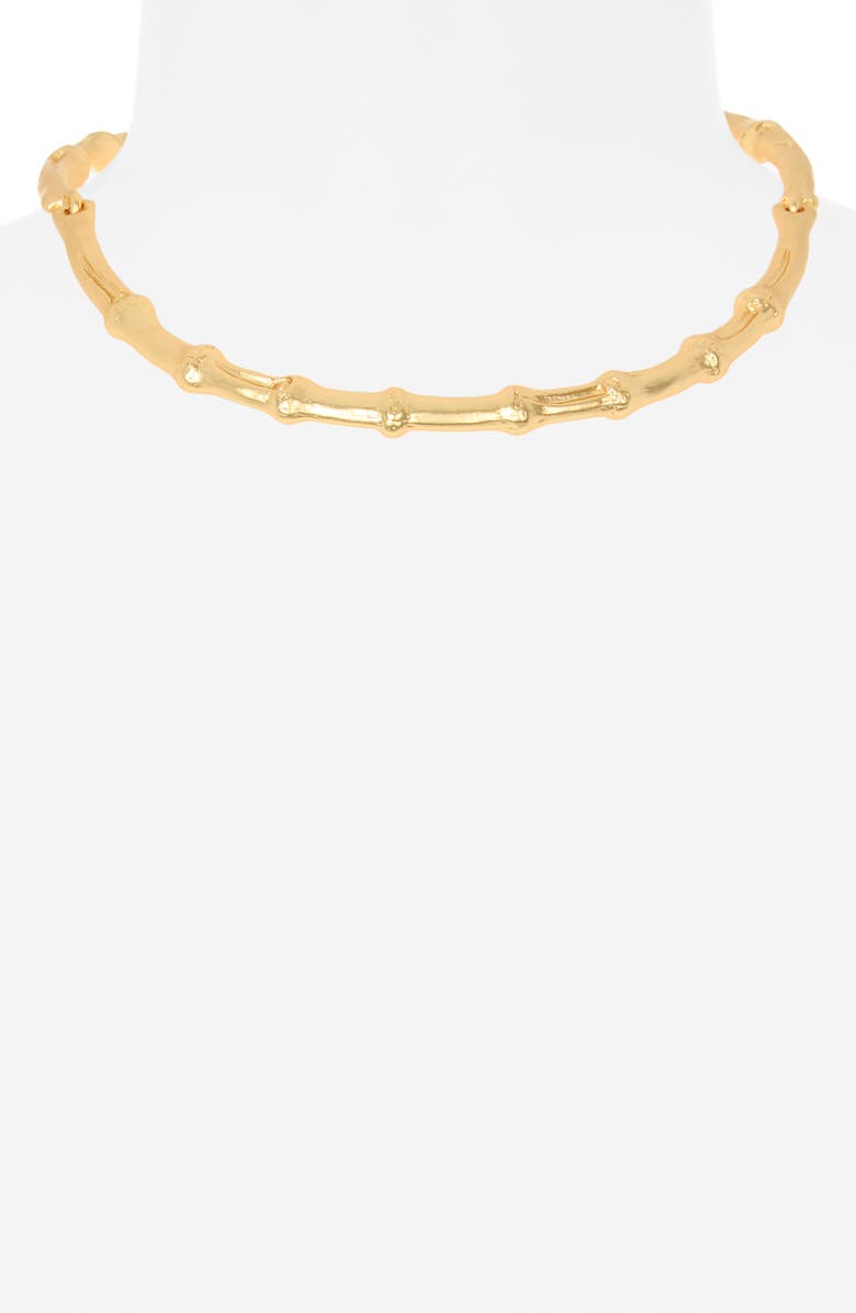 Kenneth Jay Lane Bamboo Shaped Collar Necklace, Alternate, color, Satin Gold